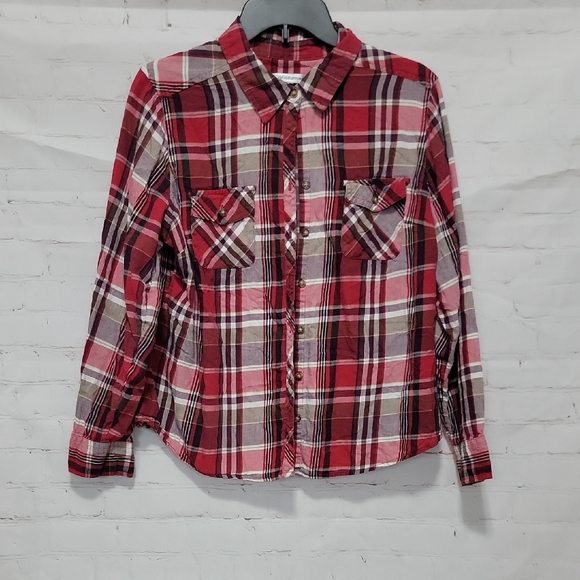 croft & barrow Other - Croft & Barrow Red and White Plaid Button-Down Shirt